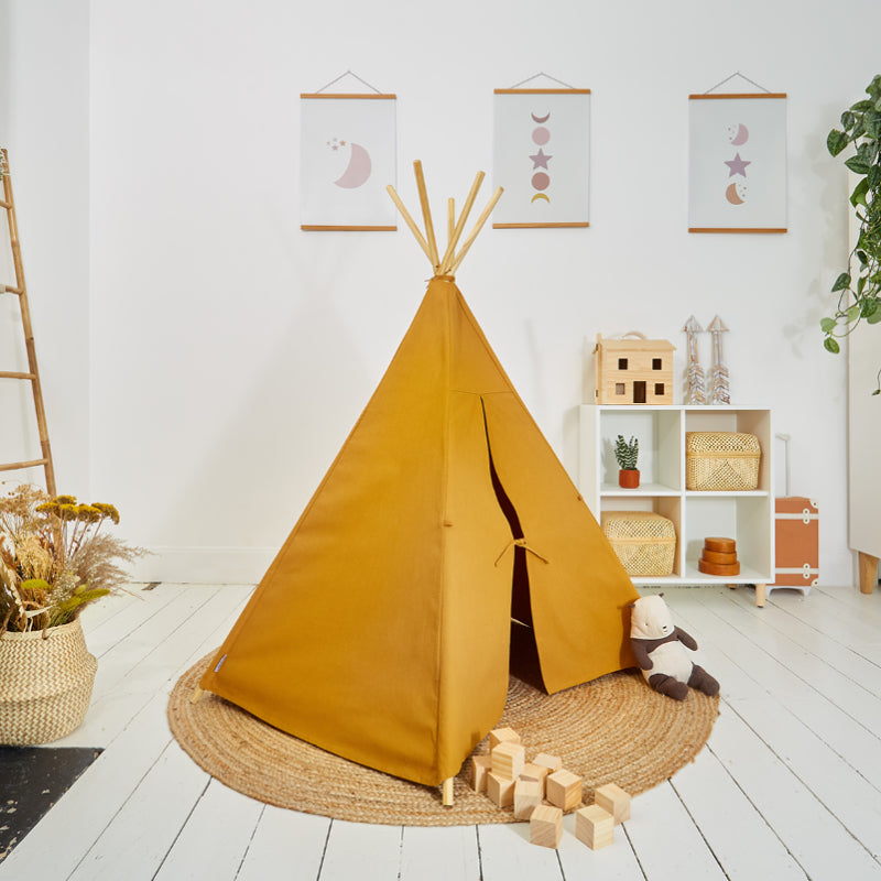 100% Cotton Canvas Ultra Anti-UV Play Teepee | Charlie - Ochre