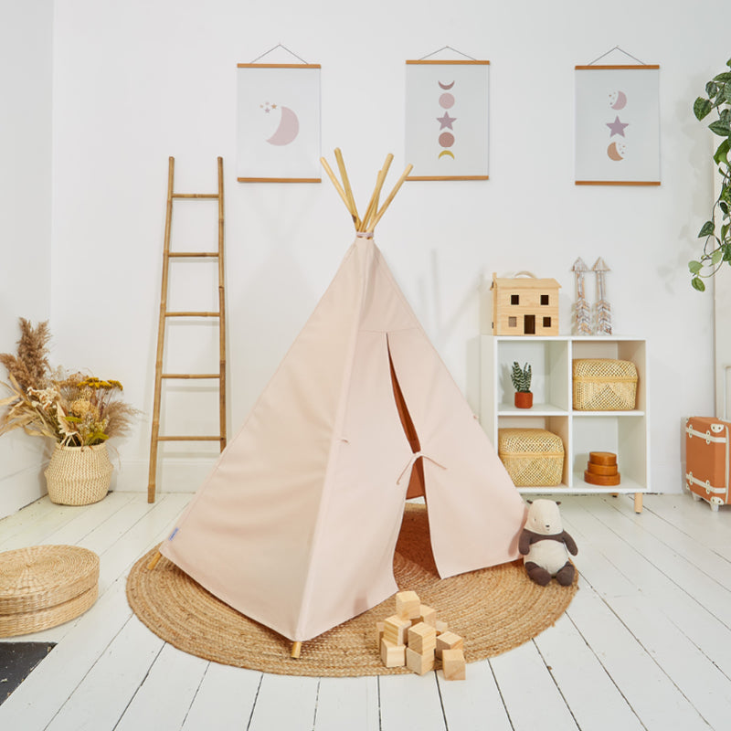 100% Cotton Canvas Ultra Anti-UV Play Teepee | Charlie - Petal