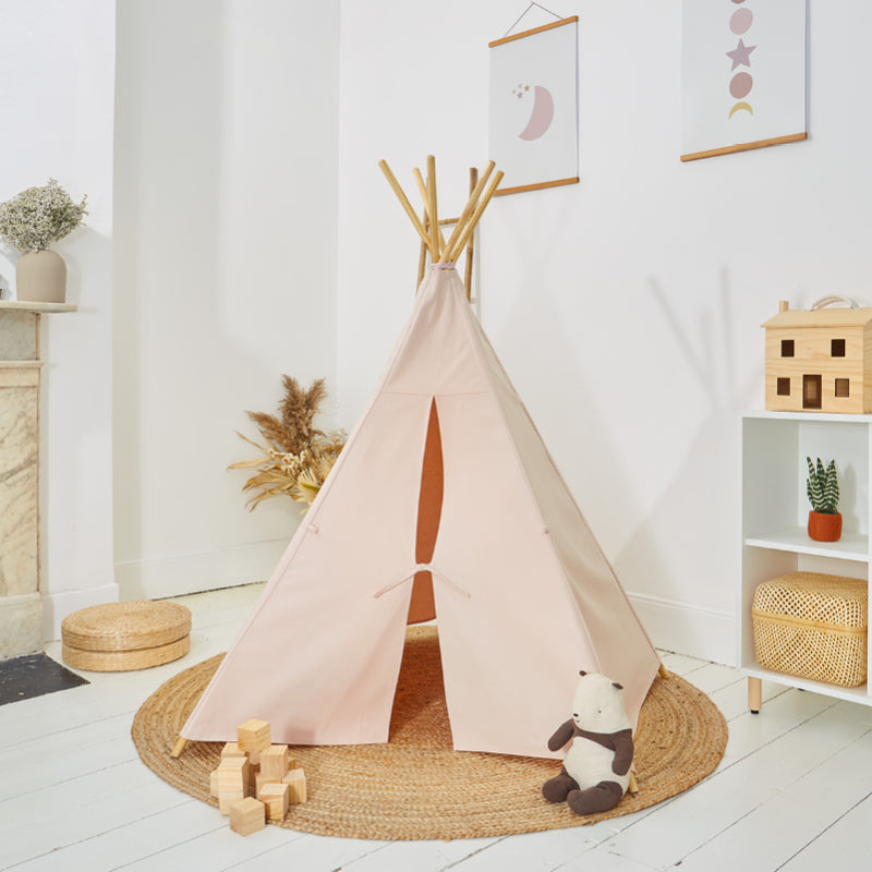 100% Cotton Canvas Ultra Anti-UV Play Teepee | Charlie - Petal