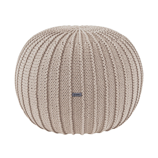 Knitted Pouffe, Medium | Beige