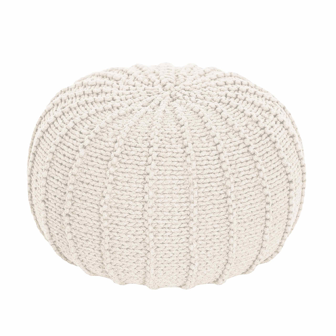 Knitted Pouffe, Small | Ivory