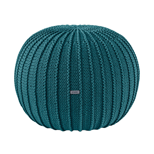 Knitted Pouffe, Medium | Ocean Blue