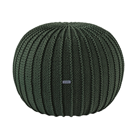 Knitted Pouffe, Medium | Olive Green
