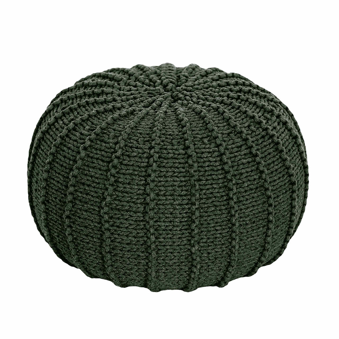 Knitted Pouffe, Small | Olive Green