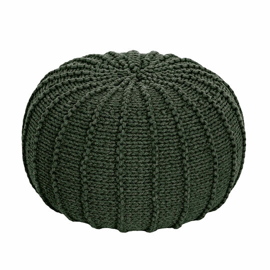 Knitted Pouffe, Small | Olive Green
