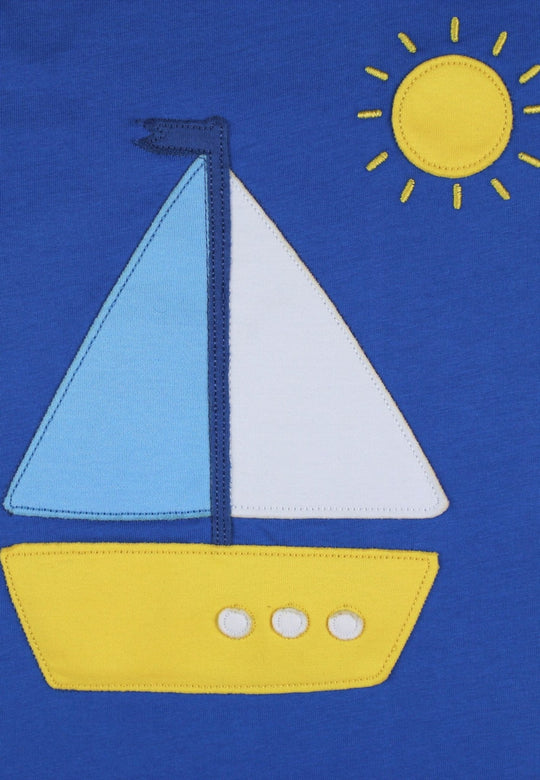 Organic St Ives Boat Applique Short-Sleeved T-Shirt