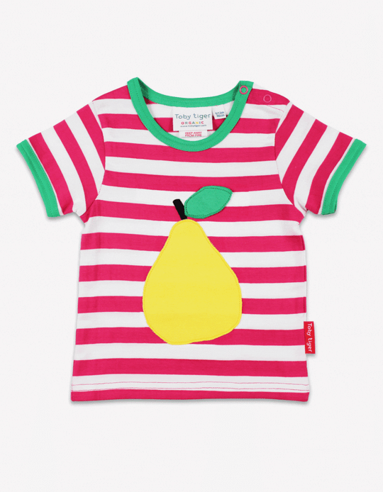 Organic Pear Applique Short-Sleeved T-Shirt