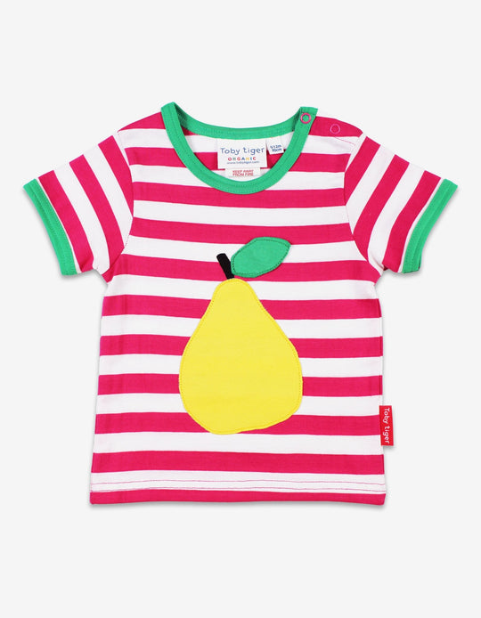 Organic Pear Applique Short-Sleeved T-Shirt