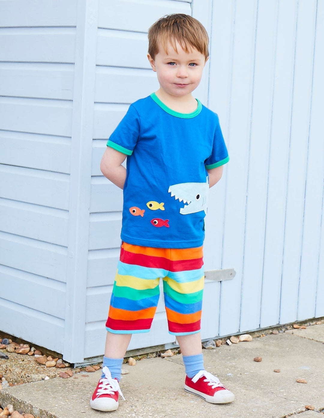 Organic Shark Applique Short-Sleeved T-Shirt