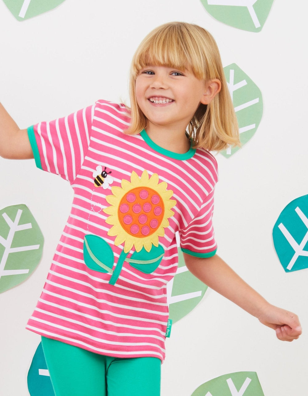 Organic Sunflower Applique Short-Sleeved T-Shirt