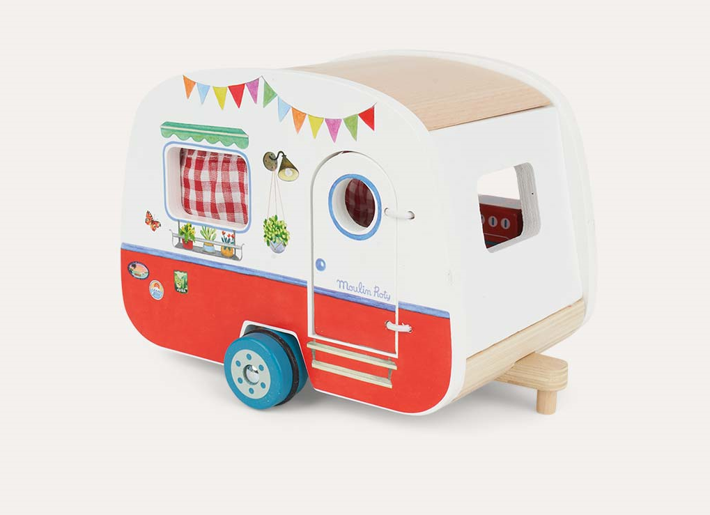 Wooden camper from an angle