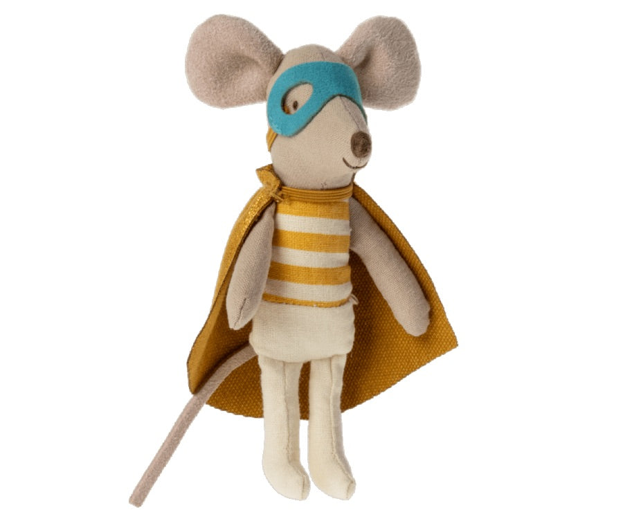 Maileg | Matchbox Mouse - Little Sibling Superhero