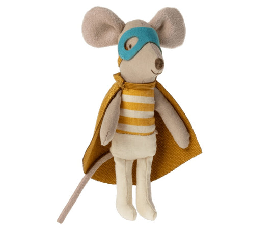 Maileg | Matchbox Mouse - Little Sibling Superhero