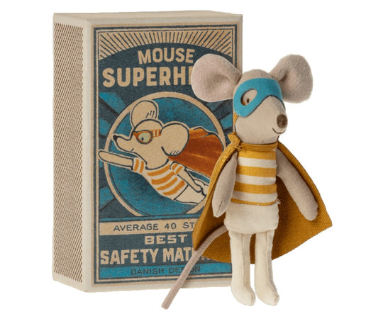Maileg | Matchbox Mouse - Little Sibling Superhero