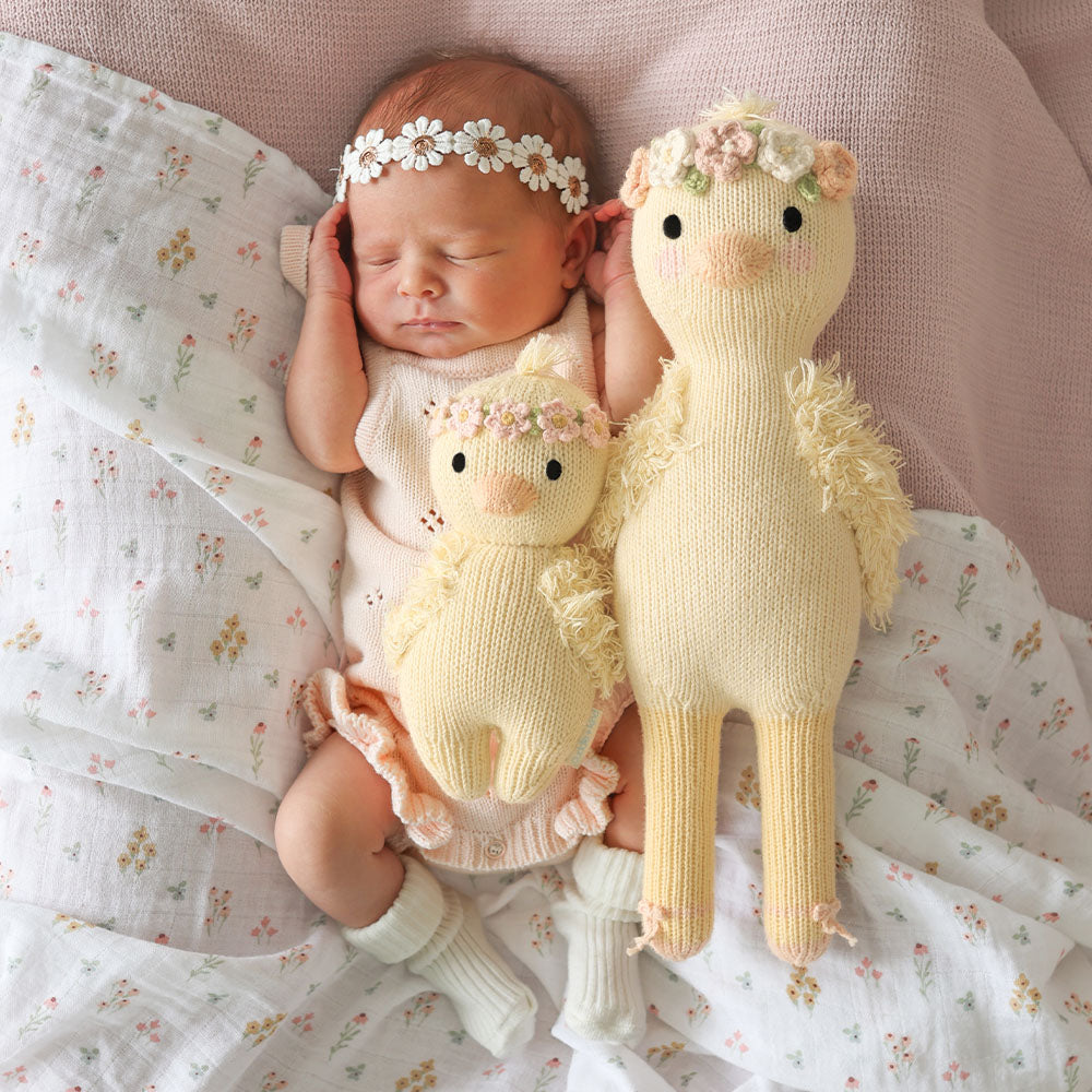 cuddle+kind - Baby Animal Collection - Baby Duckling Floral Crown Blush