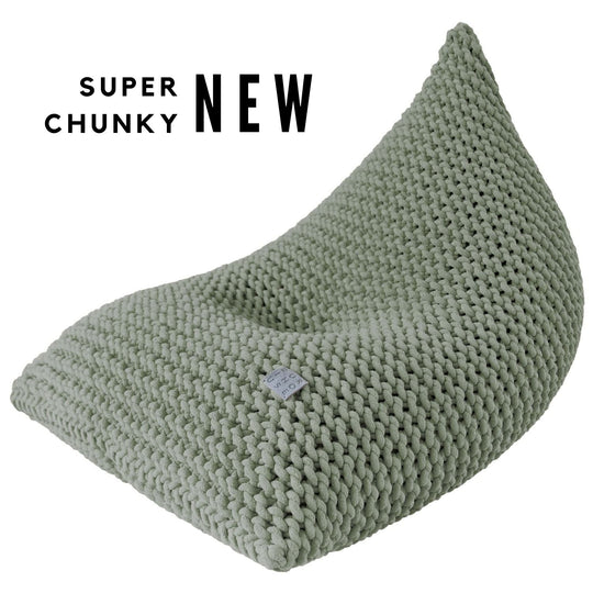 Kids Chunky Knitted Bean Bag | Light Olive