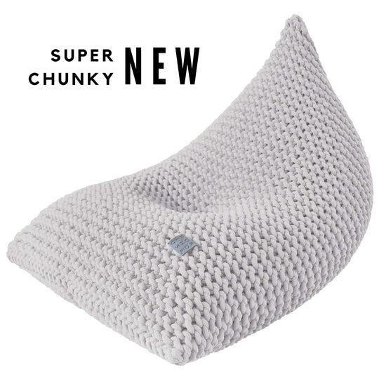 Kids Chunky Knitted Bean Bag | Light Grey