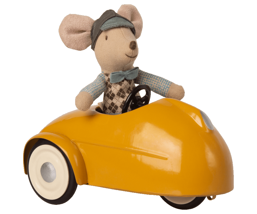 Maileg | Mouse with Yellow Car and Garage - Moo Like a Monkey