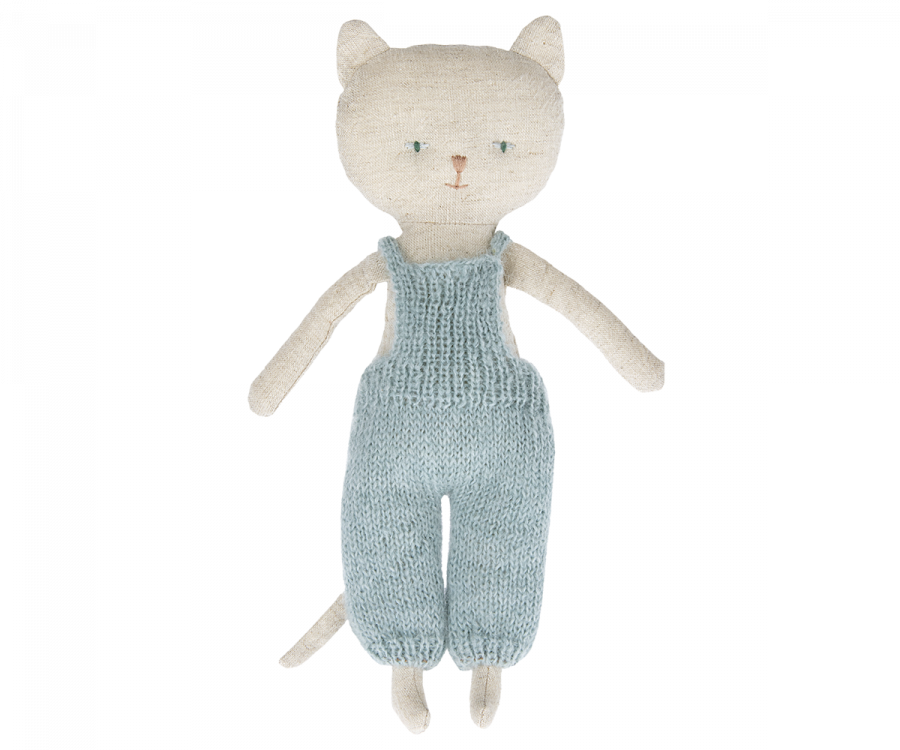 Maileg | White Chatons Kitten in Dungarees - Moo Like a Monkey