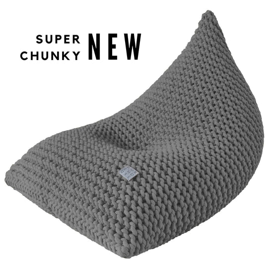 Kids Chunky Knitted Bean Bag | Dark Grey