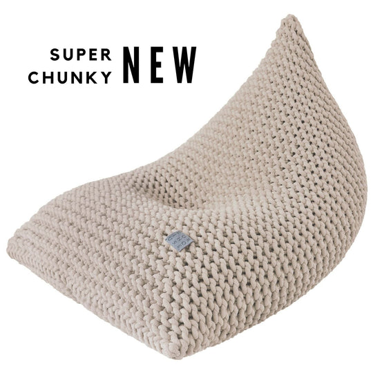 Kids Chunky Knitted Bean Bag | Beige