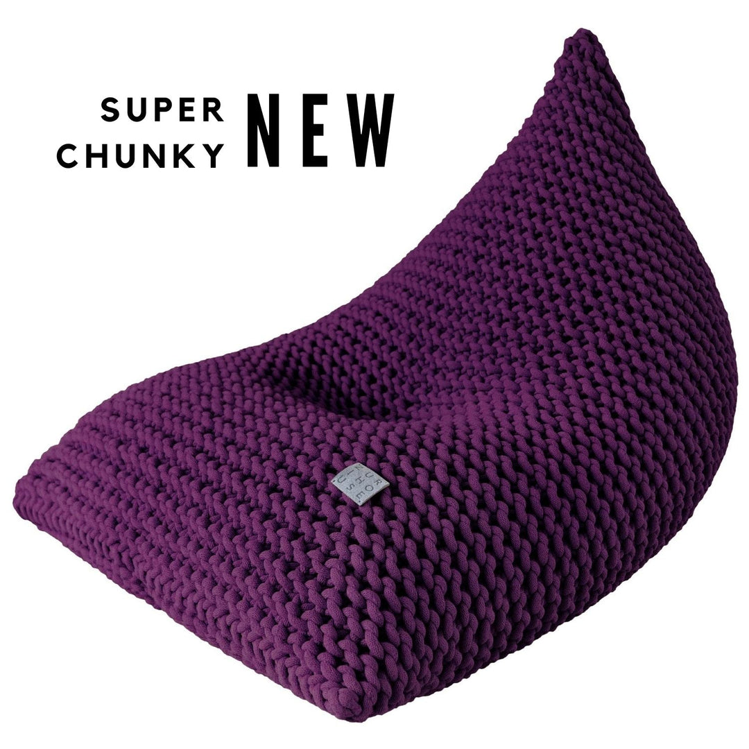 Kids Chunky Knitted Bean Bag | Aubergine