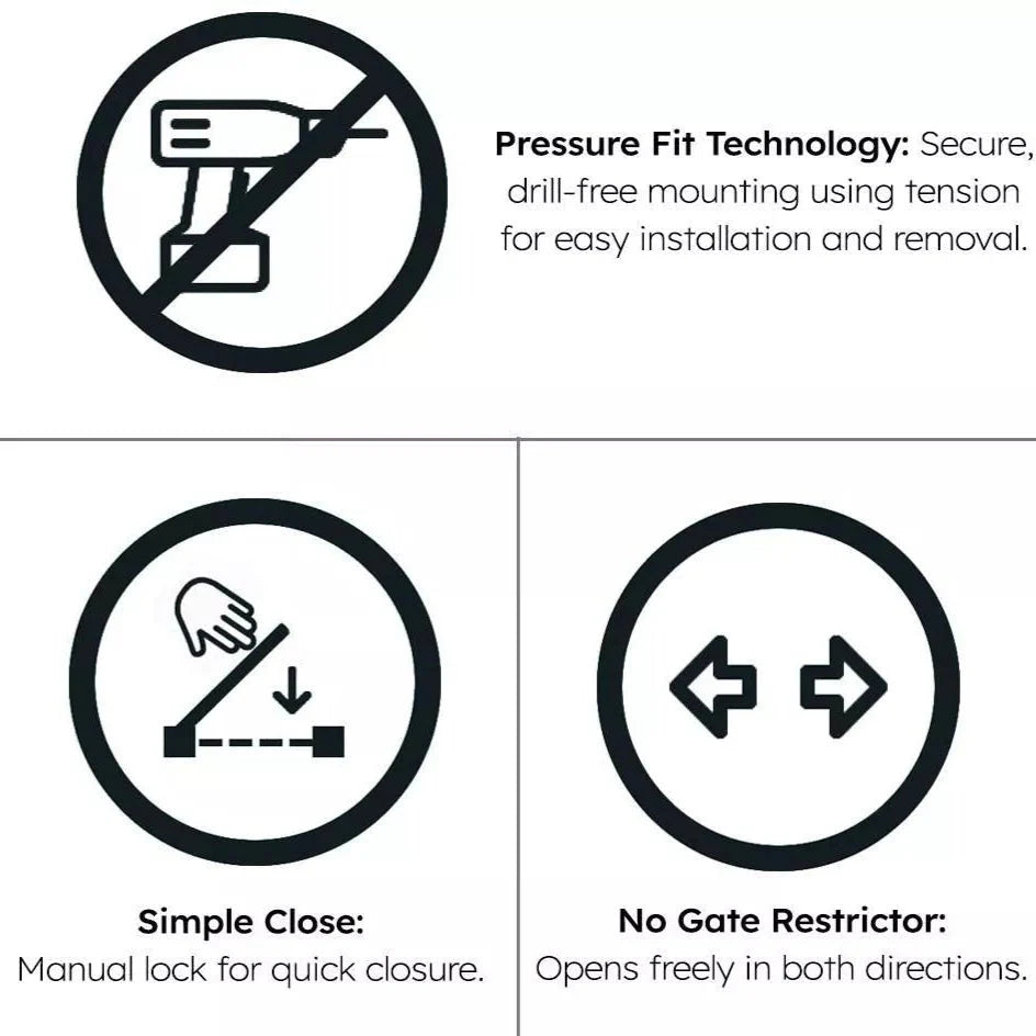 Baby Safety Stair Gate Pressure Fit 75-86cm