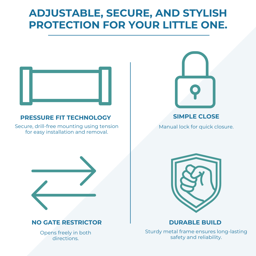 Baby Safety Stair Gate Pressure Fit Extra Wide - Two Pack