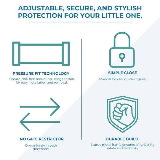 Baby Safety Stair Gate Pressure Fit Extra Wide - Two Pack