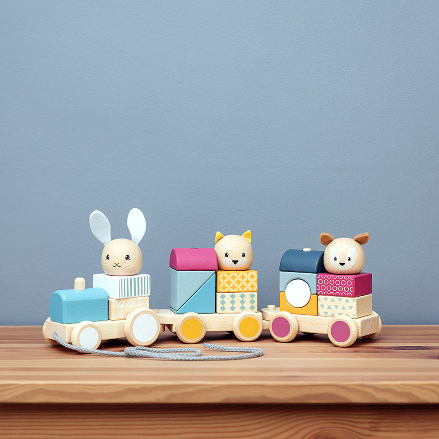 100% FSC Wood | Activity Pull-Along Train - Moo Like a Monkey