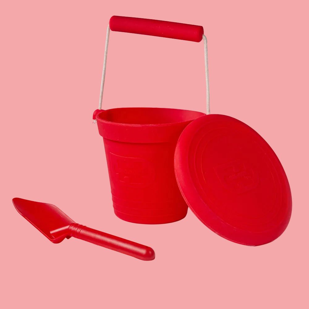 Cherry Red Silicone Bucket, Flyer and Spade Set