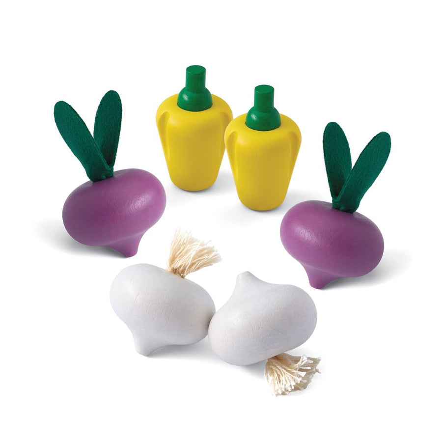 Plan Toys Fresh Produce Set C (Red Radishes, Garlics & Yellow Bell Peppers)