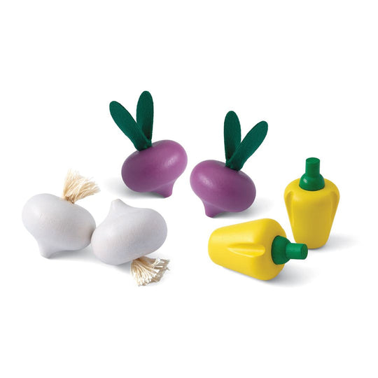 Plan Toys Fresh Produce Set C (Red Radishes, Garlics & Yellow Bell Peppers)