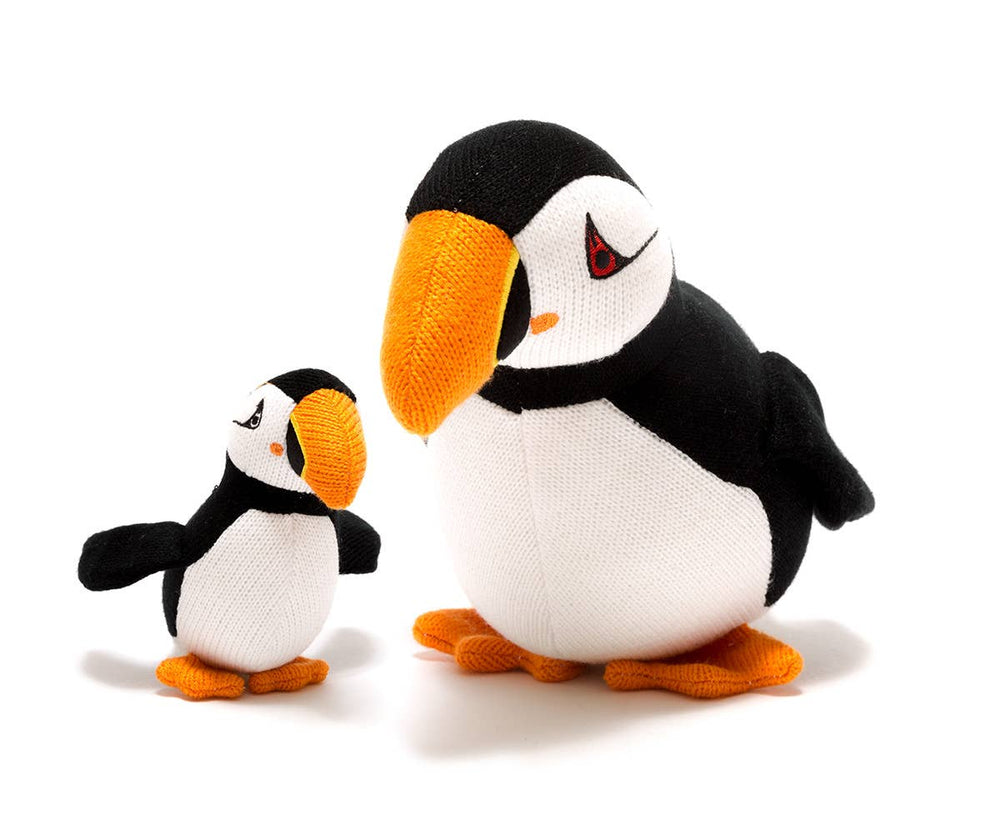 Knitted Baby Rattle - Puffin
