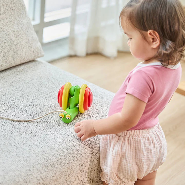 PlanToys Wooden Pull-Along Snail Toy