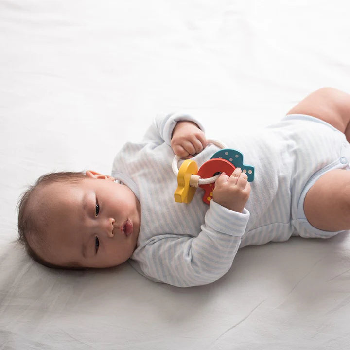 PlanToys Wooden Baby Key Rattle Toy