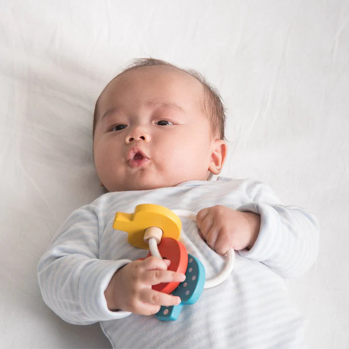 PlanToys Wooden Baby Key Rattle Toy
