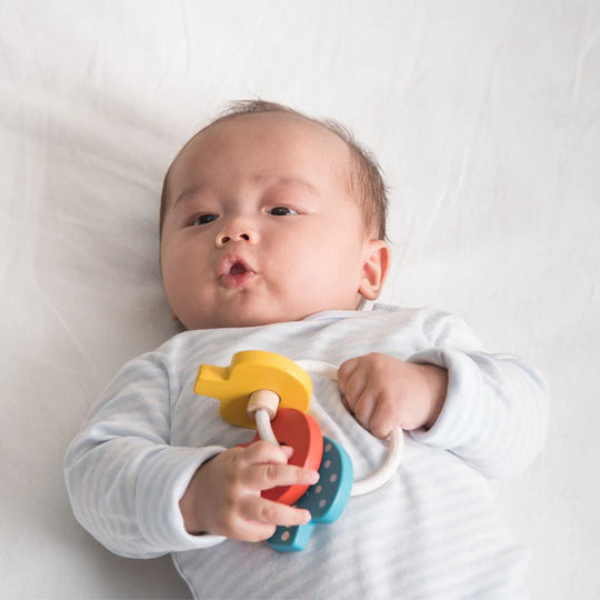 PlanToys Wooden Baby Key Rattle Toy