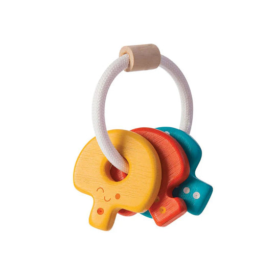 PlanToys Wooden Baby Key Rattle Toy