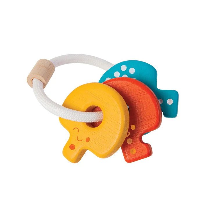 PlanToys Wooden Baby Key Rattle Toy