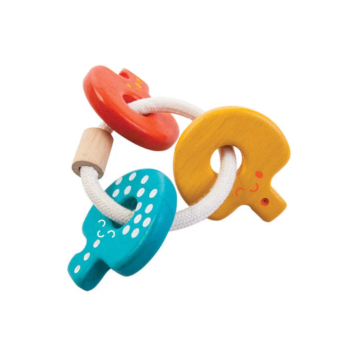 PlanToys Wooden Baby Key Rattle Toy