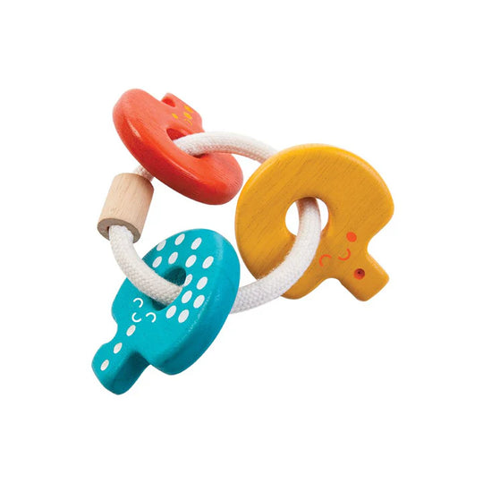 PlanToys Wooden Baby Key Rattle Toy
