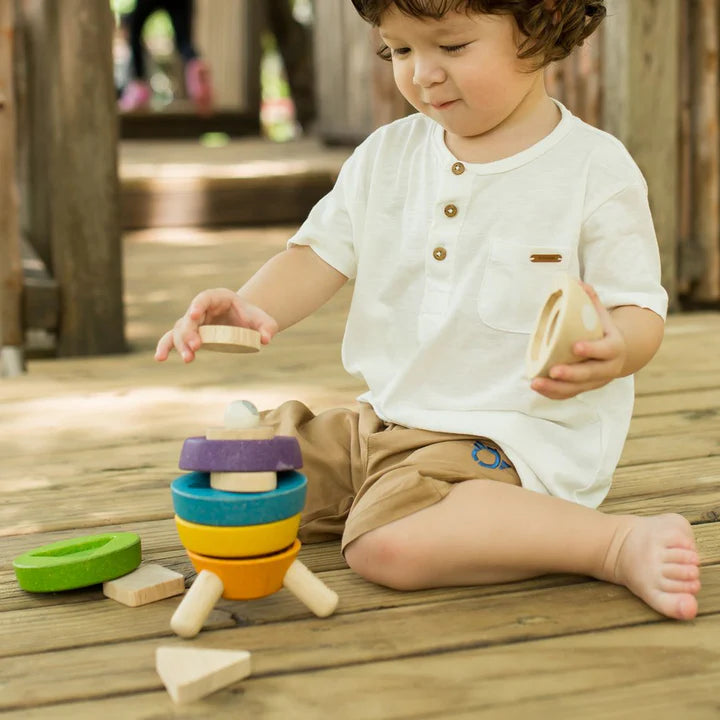 Plan Toys | Stacking Rocket (Bright Colours)
