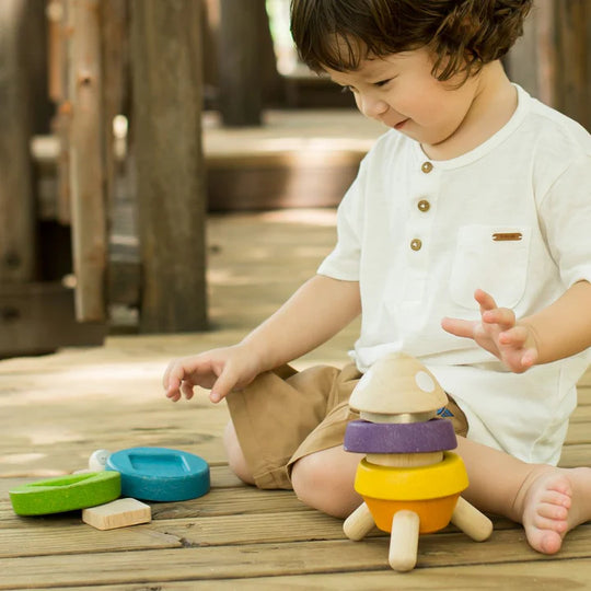 Plan Toys | Stacking Rocket (Bright Colours)