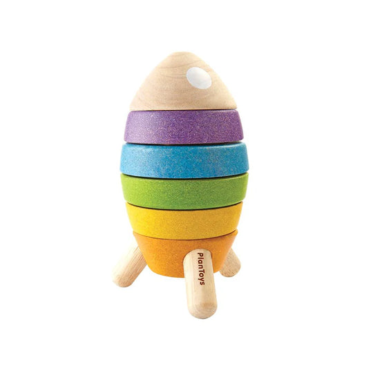 Plan Toys | Stacking Rocket (Bright Colours)
