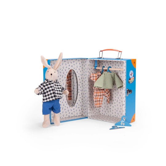 Moulin Roty | La Grande Famille Wardrobe Suitcase - Sylvain Rabbit