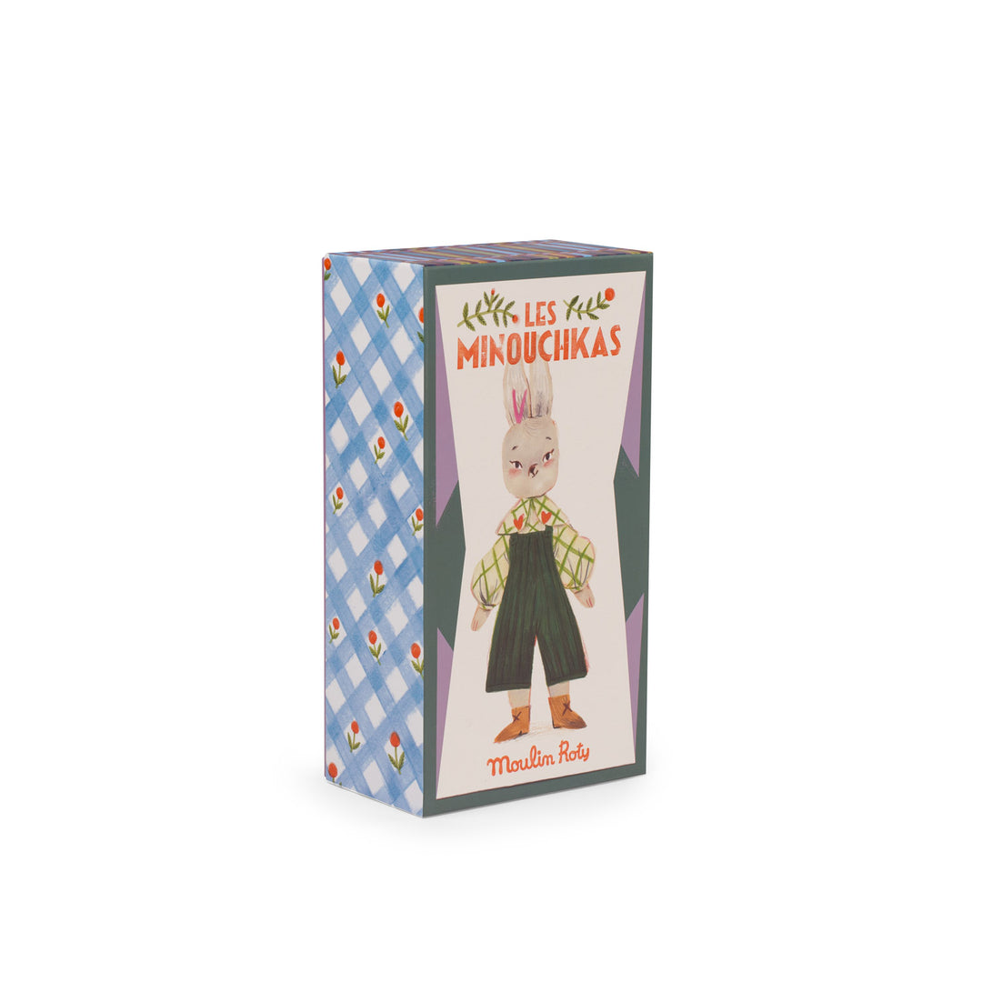 Product packaging with a cartoon rabbit character on a white background