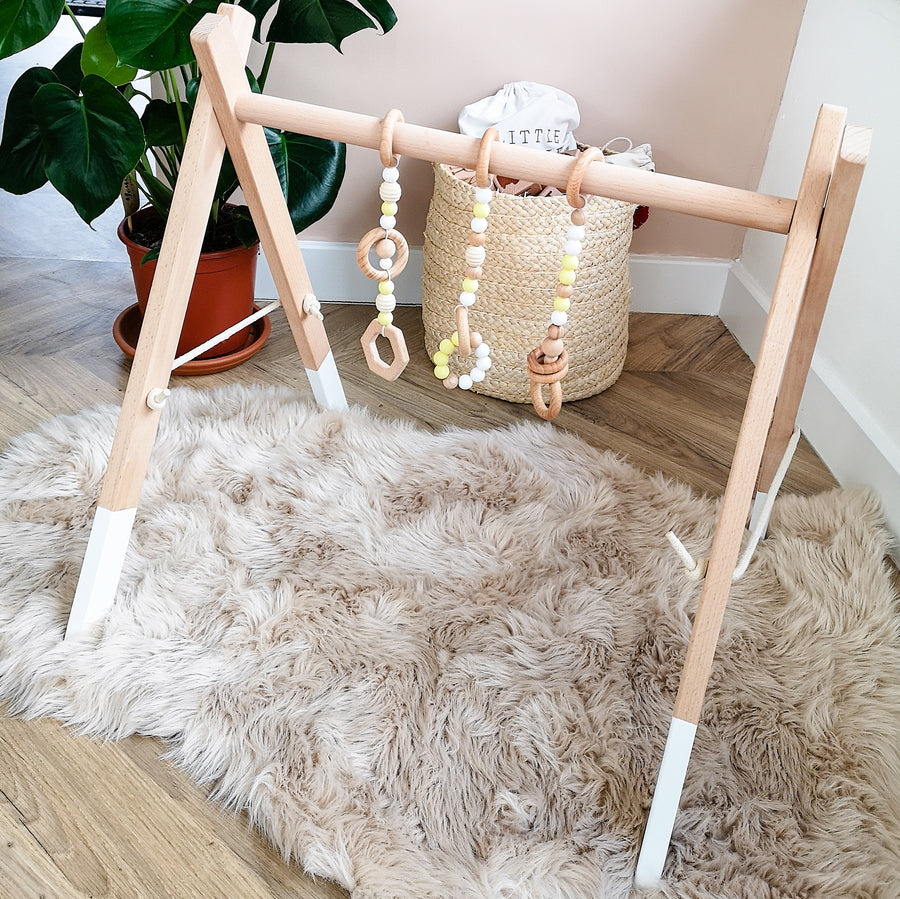 Little Stories | Beech Wood Play Gym With Yellow Charm - Moo Like a Monkey