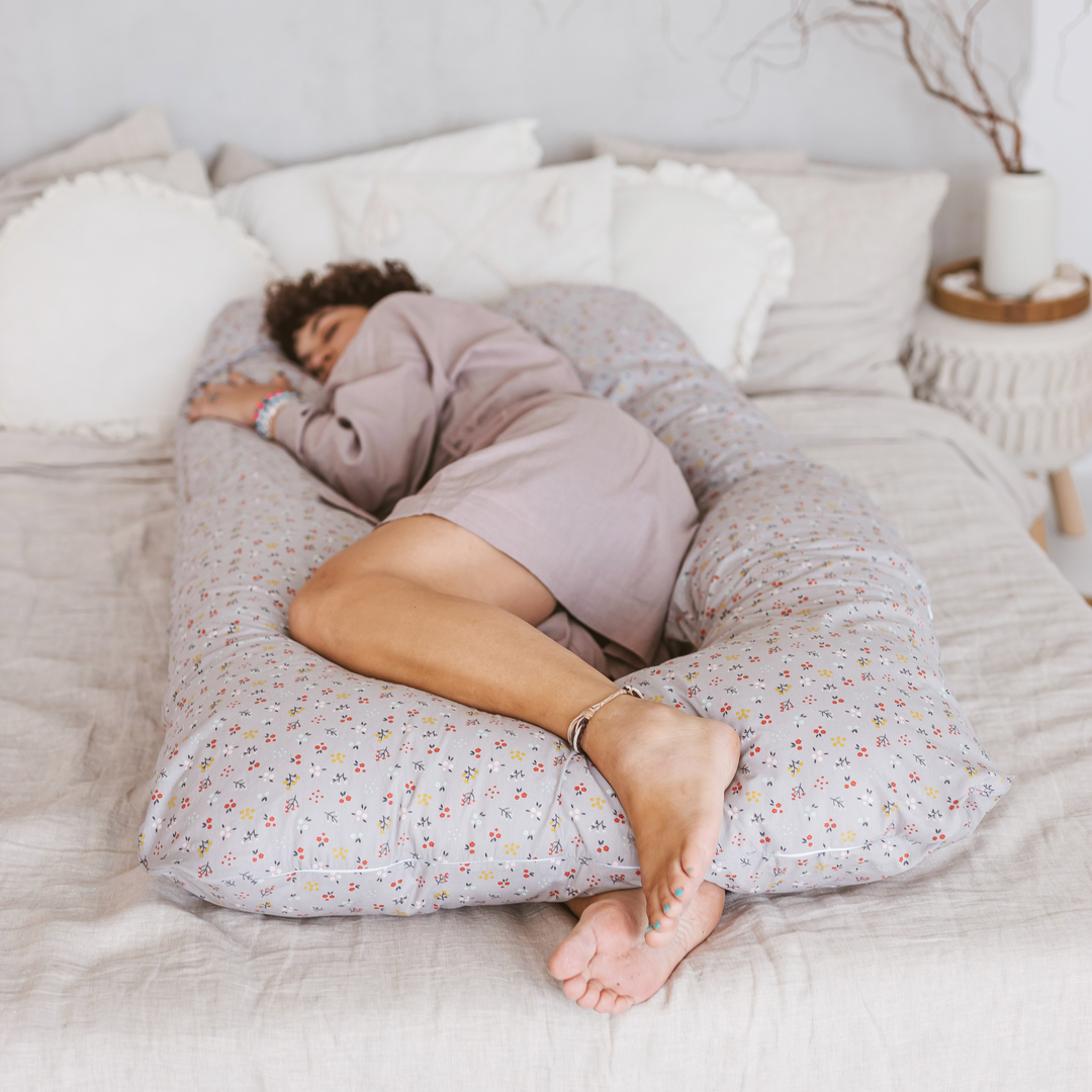 MINICAMP U-Shaped Pregnancy Pillow with Organic Cover in Grey | Kapok or PES Filling