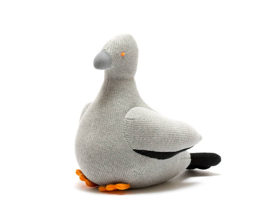 Organic Cotton Knit Baby Rattle - Grey Pigeon